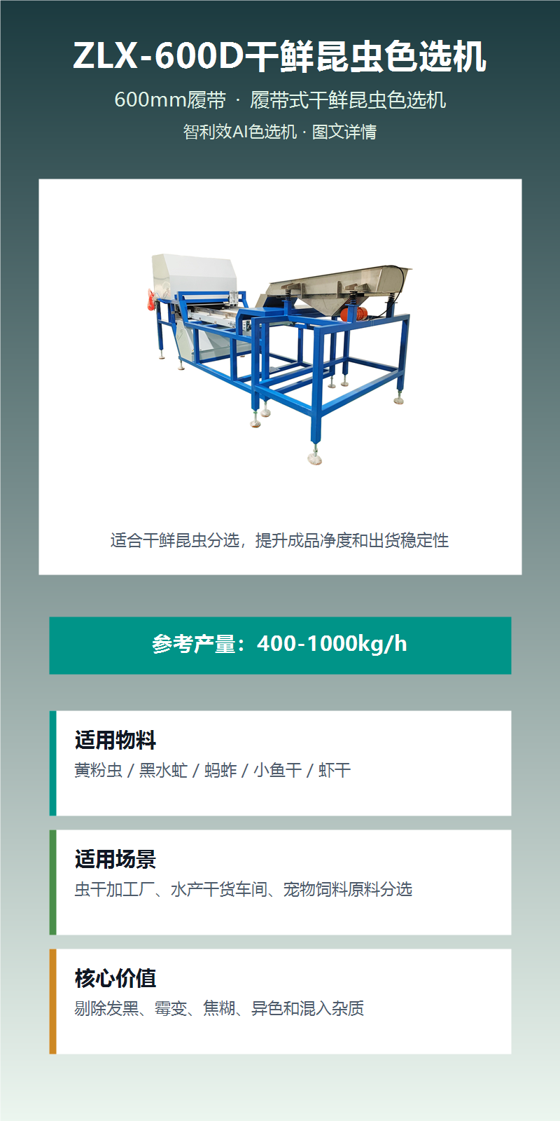ZLX-600D干鲜昆虫色选机 图文详情1