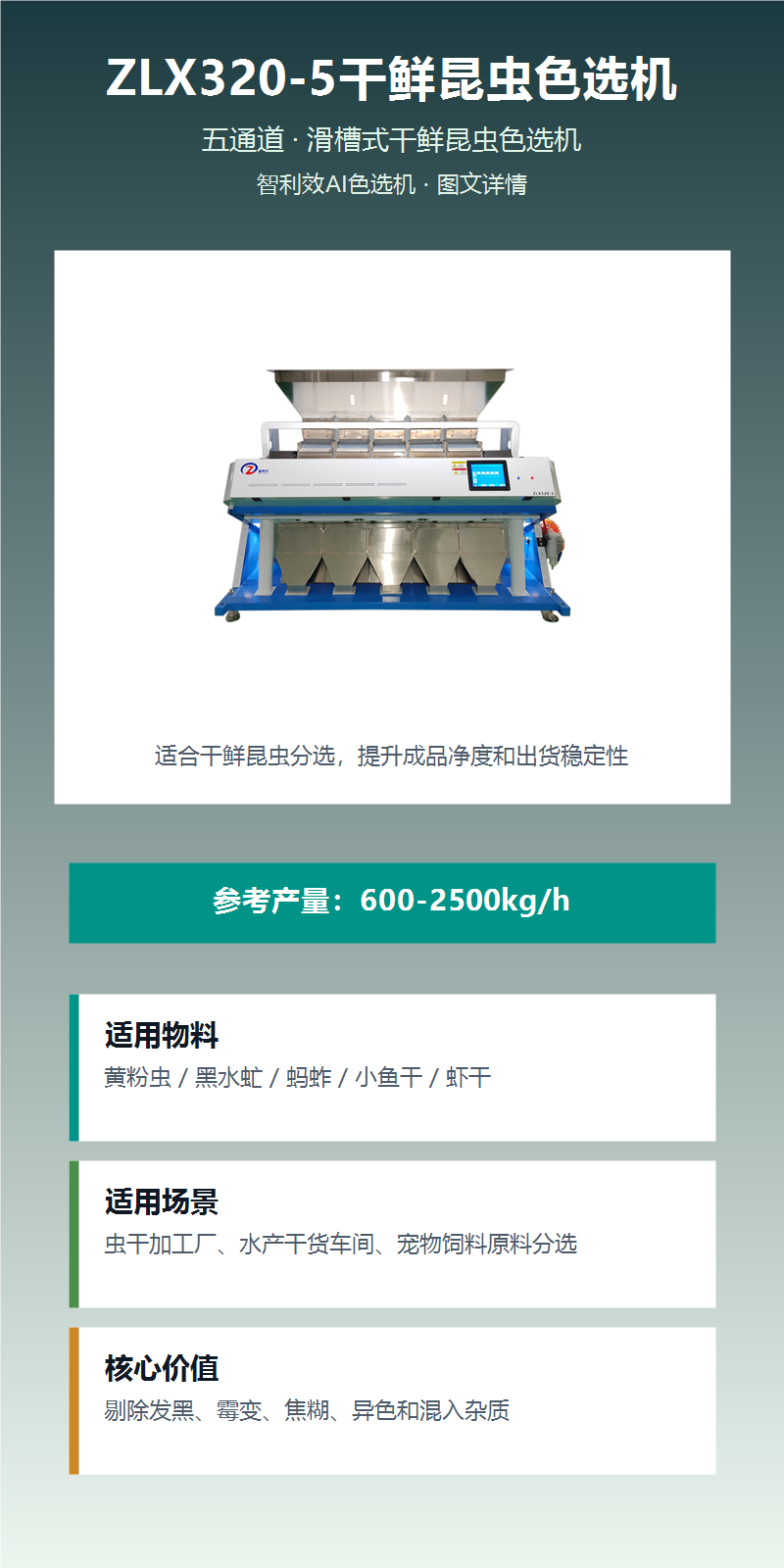 ZLX320-5干鲜昆虫色选机 图文详情1