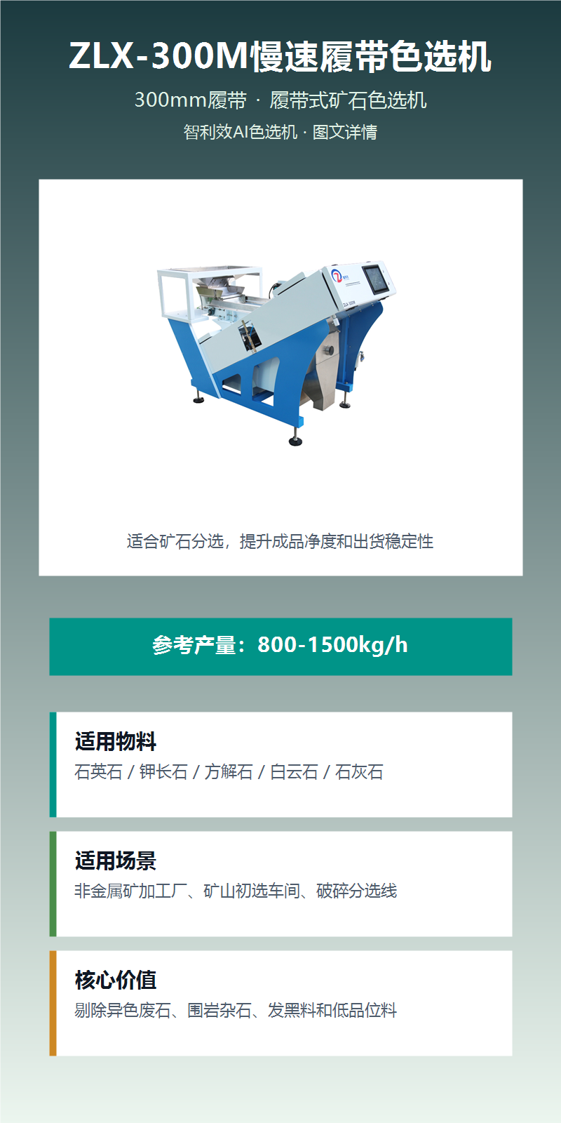 ZLX-300M慢速履带色选机 图文详情1