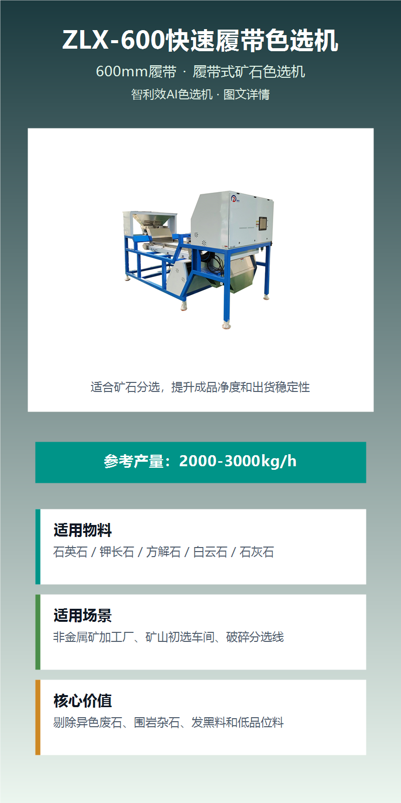 ZLX-600快速履带色选机 图文详情1