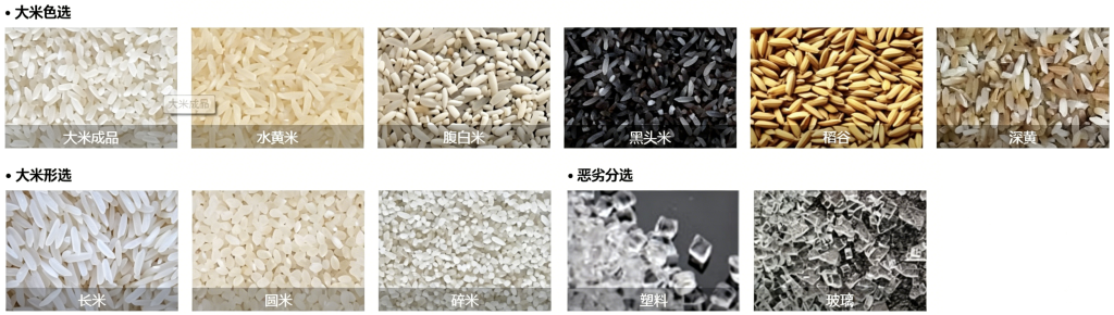 大米色选和米形分选原有展示图
